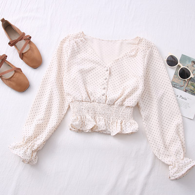 Ženska ležerna bluza - s dugim rukavima i špic izrezom