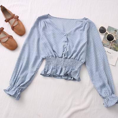 Ženska ležerna bluza - s dugim rukavima i špic izrezom