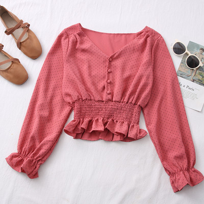 Ženska ležerna bluza - s dugim rukavima i špic izrezom