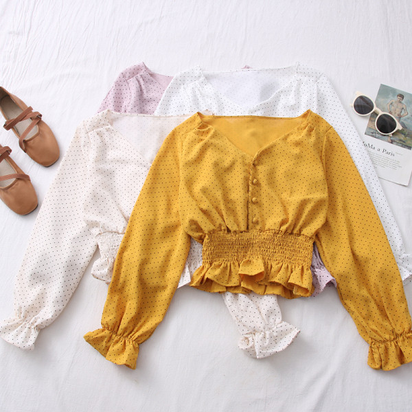 Ženska ležerna bluza - s dugim rukavima i špic izrezom