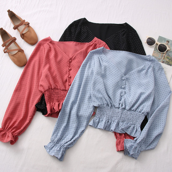 Ženska ležerna bluza - s dugim rukavima i špic izrezom