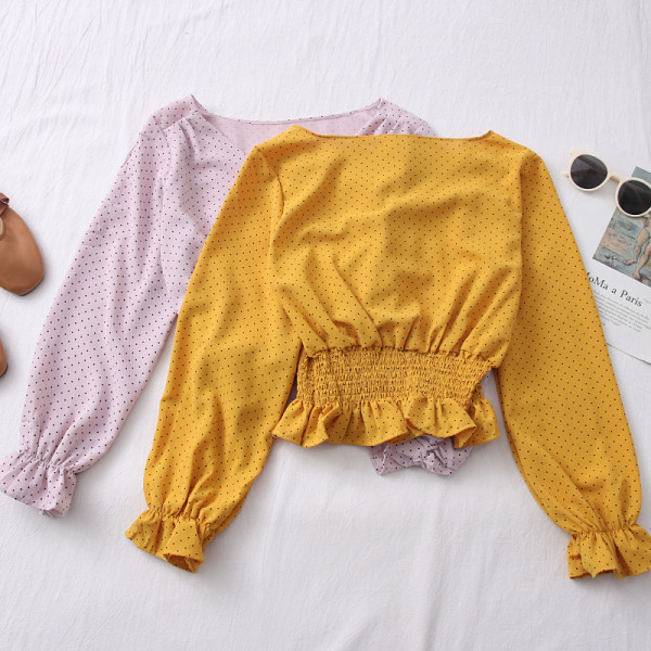 Ženska ležerna bluza - s dugim rukavima i špic izrezom