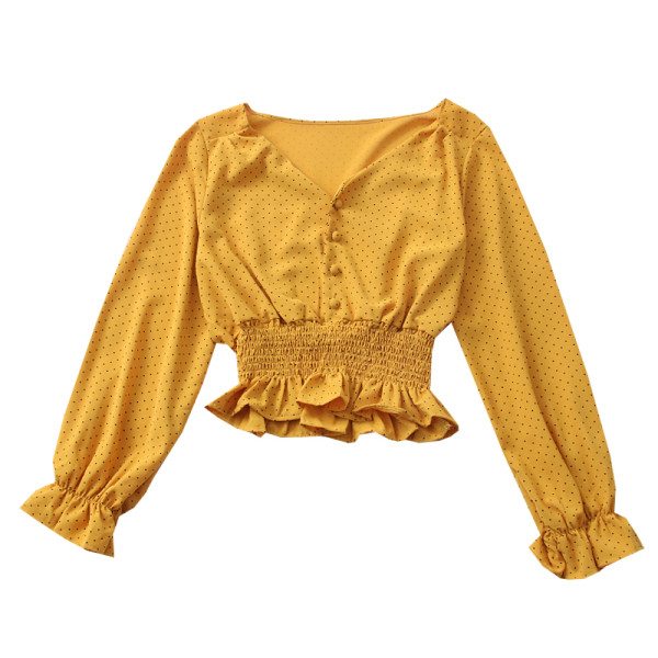 Ženska ležerna bluza - s dugim rukavima i špic izrezom