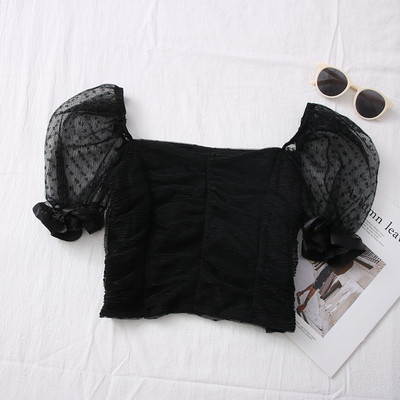 Κομψή γυναικεία μπλούζα με μανίκια από τούλι