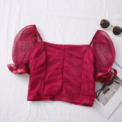 Κομψή γυναικεία μπλούζα με μανίκια από τούλι