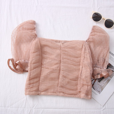 Κομψή γυναικεία μπλούζα με μανίκια από τούλι