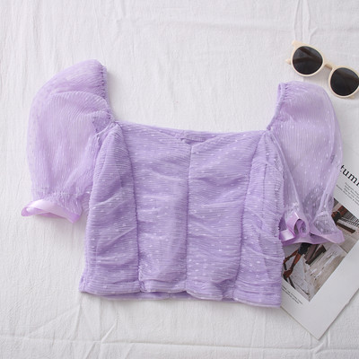 Κομψή γυναικεία μπλούζα με μανίκια από τούλι