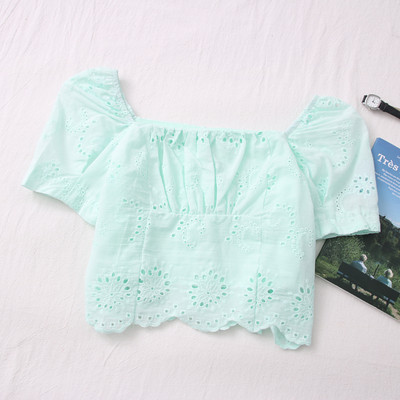 Νέο μοντέλο γυναικεία μπλούζα με τετράγωνο ντεκολτέ - ρετρό στιλ