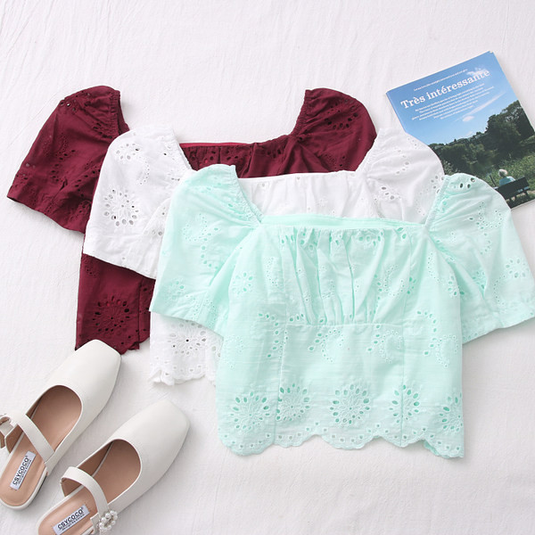 Νέο μοντέλο γυναικεία μπλούζα με τετράγωνο ντεκολτέ - ρετρό στιλ