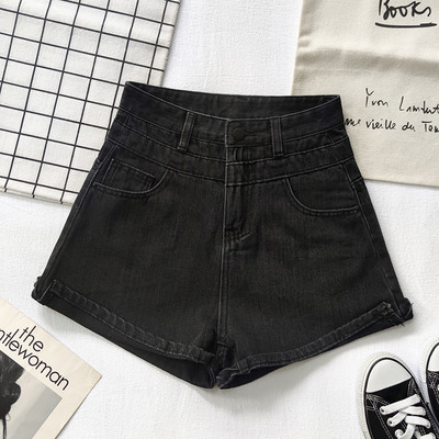 Ženske kratke hlače s džepovima i visokim strukom u plavoj i crnoj boji