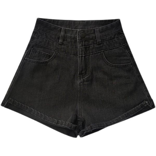 Ženske kratke hlače s džepovima i visokim strukom u plavoj i crnoj boji