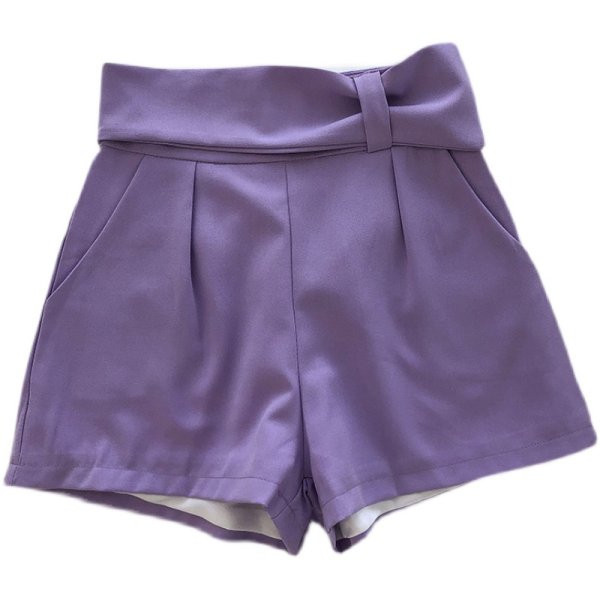 Šortai su diržu ir aukštu juosmeniu