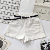 Ženske kratke hlače s remenom i visokim strukom u tri boje