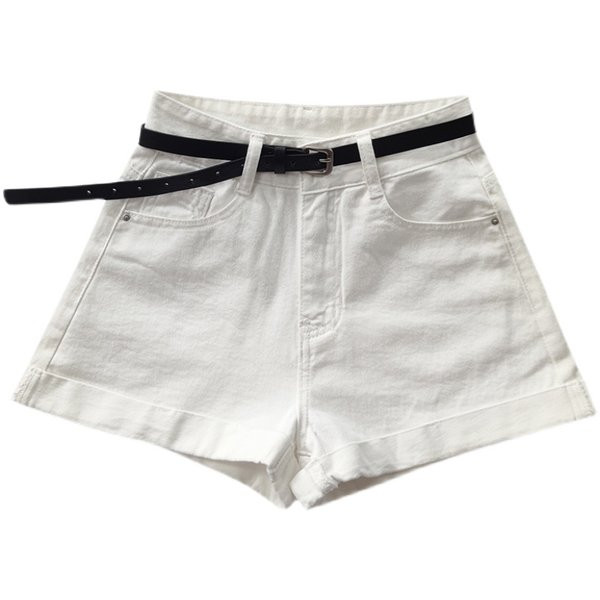 Ženske kratke hlače s remenom i visokim strukom u tri boje