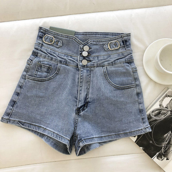 Νέο μοντέλο κοντό γυναικείο τζιν με κουμπιά και ψηλή μέση