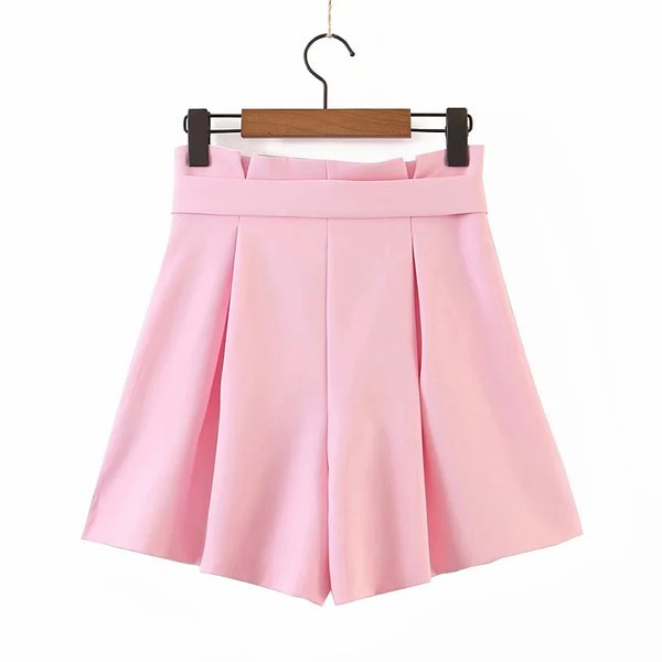 Μοντέρνα σορτς με ζώνη σε ροζ χρώμα