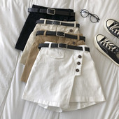 Γυναικεία φούστα-παντελόνι με κουμπιά και ζώνη