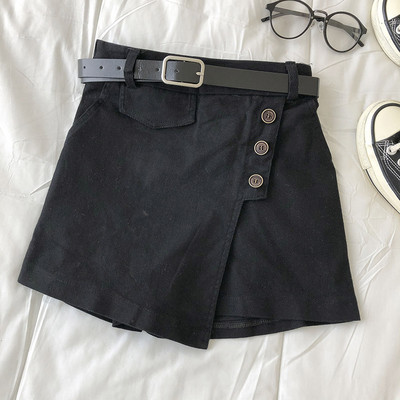 Γυναικεία φούστα-παντελόνι με κουμπιά και ζώνη