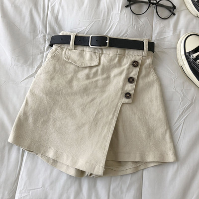 Γυναικεία φούστα-παντελόνι με κουμπιά και ζώνη