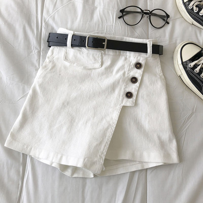 Γυναικεία φούστα-παντελόνι με κουμπιά και ζώνη