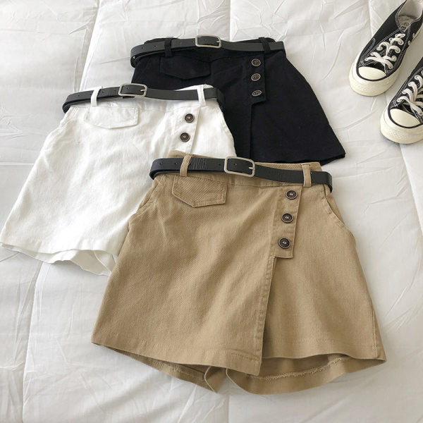 Γυναικεία φούστα-παντελόνι με κουμπιά και ζώνη
