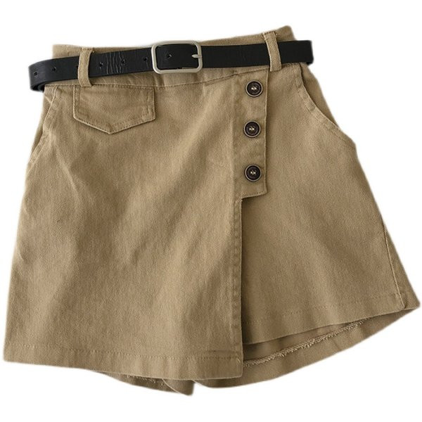 Γυναικεία φούστα-παντελόνι με κουμπιά και ζώνη