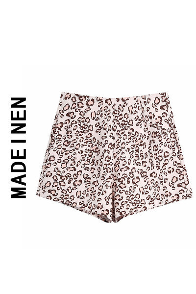 Casual γυναικεία σορτς με άνιμαλ μοτίβο και ψηλή μέση