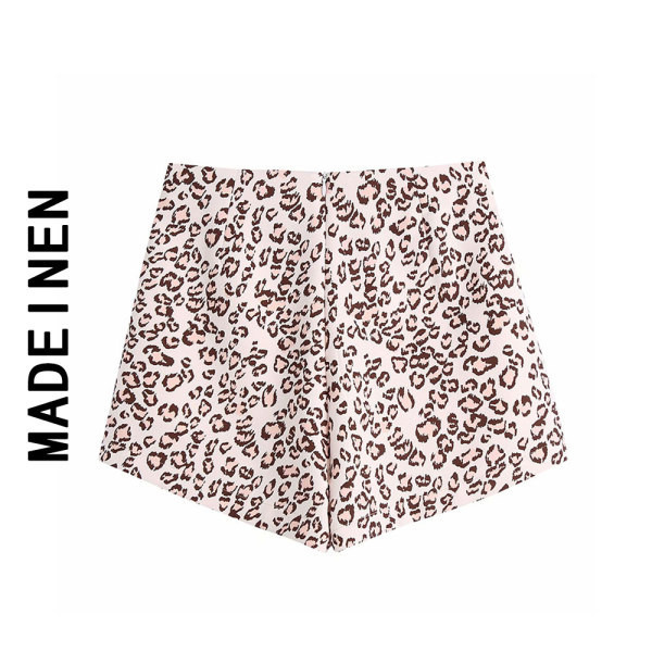 Casual γυναικεία σορτς με άνιμαλ μοτίβο και ψηλή μέση