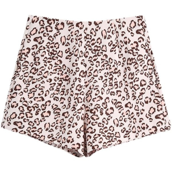 Casual γυναικεία σορτς με άνιμαλ μοτίβο και ψηλή μέση