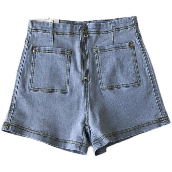 Κοντά τζιν με τσέπες και φερμουάρ