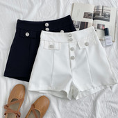 Novi model ženskih kratkih hlača s visokim strukom i gumbima - bijele i crne