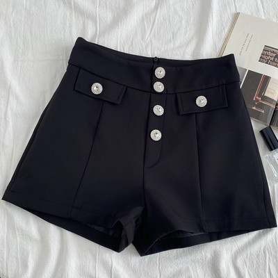 Novi model ženskih kratkih hlača s visokim strukom i gumbima - bijele i crne