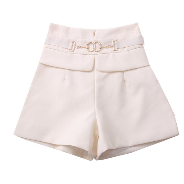 Γυναικεία σορτς με μεταλλικό στοιχείο - ψηλή μέση