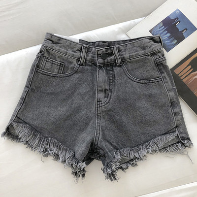 Γυναικείο κοντό τζιν με κρόσσια και ψηλή μέση