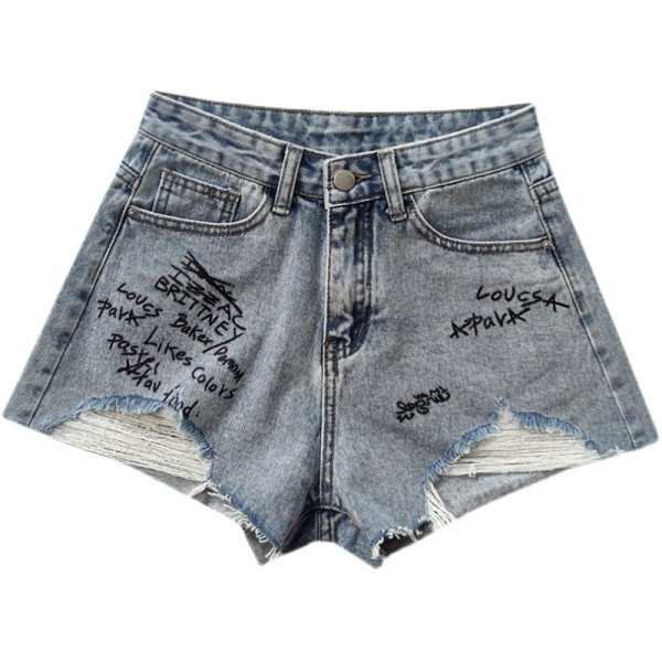 Ženske traper kratke hlače s poderanim uzorkom