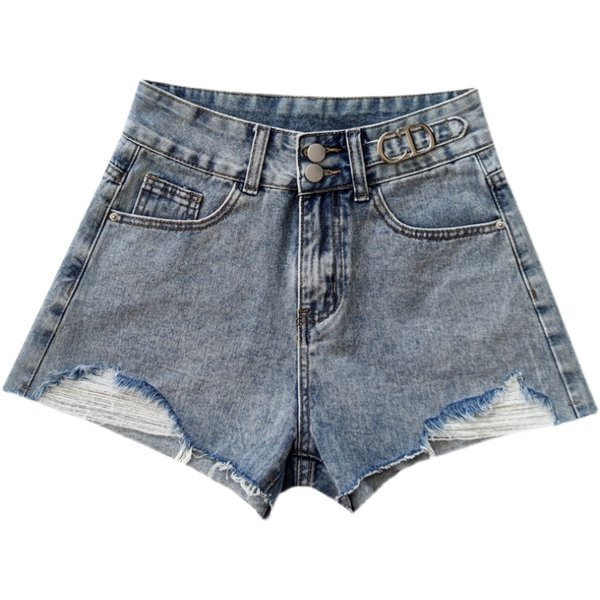 Sieviešu džinsi ar saplēstu rakstu un kabatām divās krāsās