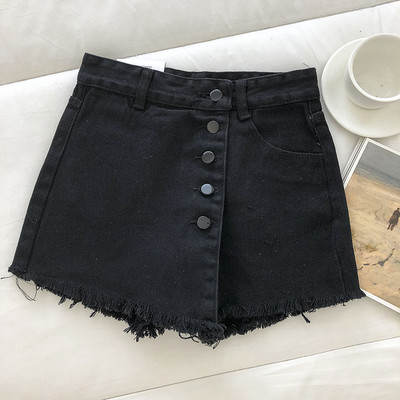 Μοντέρνα γυναικεία φούστα-παντελόνια με κουμπιά και τσέπες