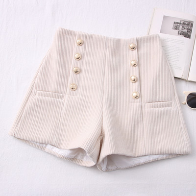 Γυναικείο σορτς νέο μοντέλο με κουμπιά - μπεζ, καφέ και μαύρο χρώμα