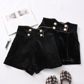 Jesensko-zimske ženske hlače s visokim strukom i gumbima