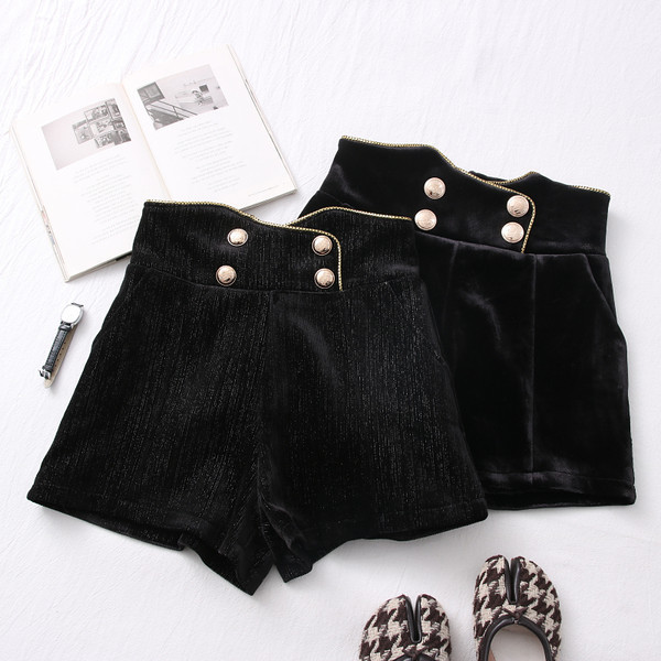 Jesensko-zimske ženske hlače s visokim strukom i gumbima