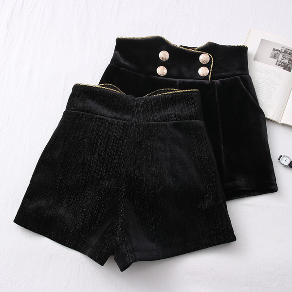 Jesensko-zimske ženske hlače s visokim strukom i gumbima