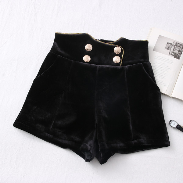 Jesensko-zimske ženske hlače s visokim strukom i gumbima