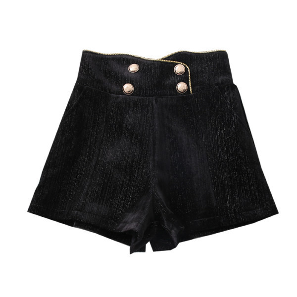 Jesensko-zimske ženske hlače s visokim strukom i gumbima