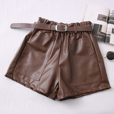 Γυναικείο σορτς νέο μοντέλο κατασκευασμένο από έκο δέρμα με ζώνη