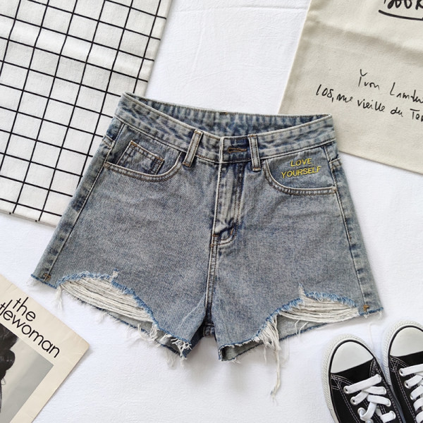 Ženske moderne traperice s aplikacijom u sivoj boji