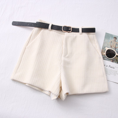 Γυναικεία σορτς φθινόπωρο-χειμερινό με ψηλή μέση με ζώνη