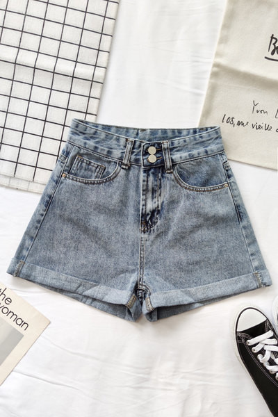 Ženske traperice jednobojni model plave boje