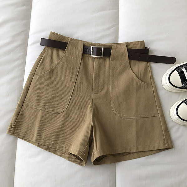 Ρετρό στυλ γυναικείο παντελόνι με ζώνη και τσέπες