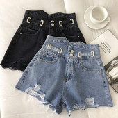 Ženske kratke traperice s poderanim motivima i gumbima