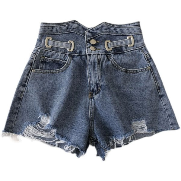 Ženske kratke traperice s poderanim motivima i gumbima